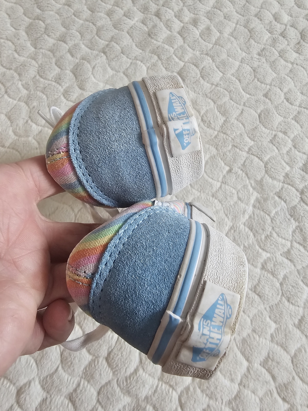 Vans Girls' Light Blue Suede Rainbow-Trim Lace-Up Sneakers 12 - Picture 7 of 9